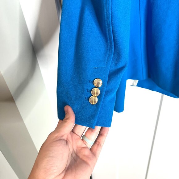 Zara Blue Double-Breasted Gold-Button Blazer Professional Old Money Size XL - Picture 8 of 8